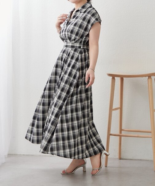 【一枚で美シルエット◎人気アイテム！】スキッパーフレンチスリーブワンピース