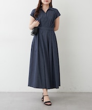 【一枚で美シルエット◎人気アイテム！】スキッパーフレンチスリーブワンピース