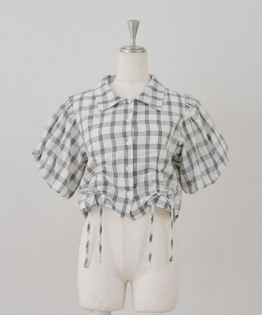 【continuer】バルーン袖ドロスト短丈ブラウス