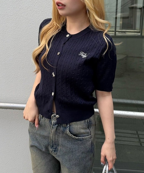 【ANOTHER BRANCH】アソート釦ケーブルカーディガン