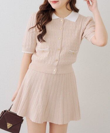 【continuer】配色ケーブルニットセットアップ