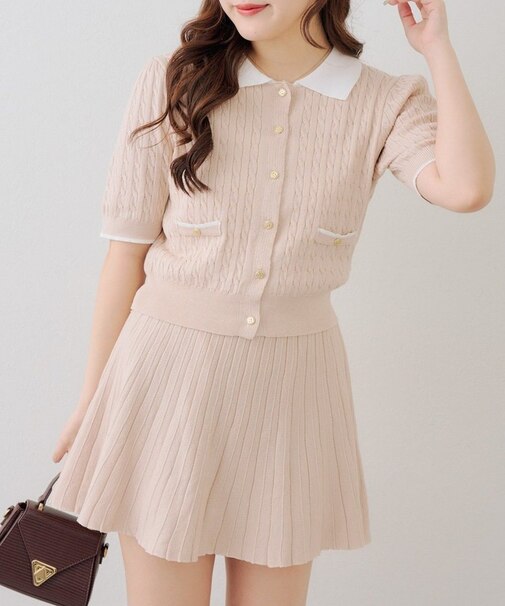 【continuer】配色ケーブルニットセットアップ