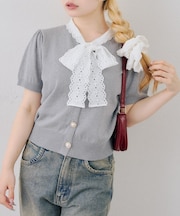 【continuer】レースボウタイニット