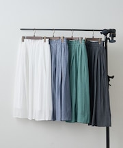 【軽やかに揺れるフレアシルエット】ウエストフリルギャザースカート