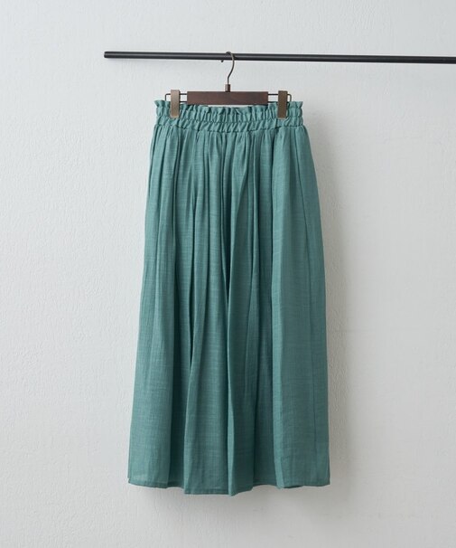 【軽やかに揺れるフレアシルエット】ウエストフリルギャザースカート