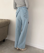 後リボンストレートデニム