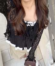 【continuer】【繊細なレースとフリルが主役級】ラッフルフリフリカーデ