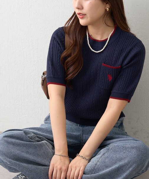 【U.S. POLO ASSN. ×RMAF】ポケ付ケーブルプルオーバー