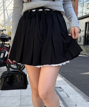 【continuer】Wウエストプリーツミニスカート