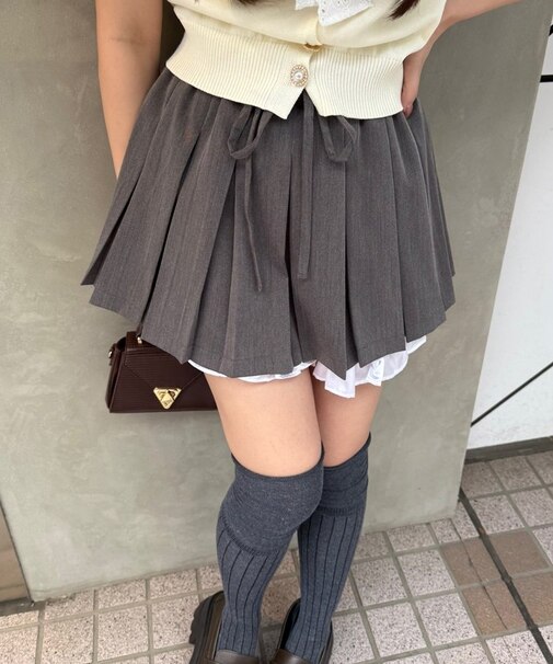 【continuer】Wウエストプリーツミニスカート