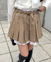 【continuer】Wウエストプリーツミニスカート
