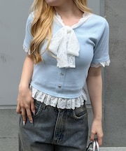 【ANOTHER BRANCH】レースリボン付テレコプルオーバー