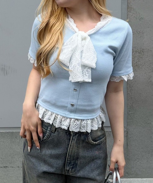 【ANOTHER BRANCH】レースリボン付テレコプルオーバー