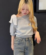 【continuer】肩レースリボンキラキラプルオーバー
