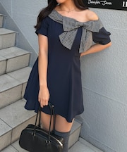 【continuer】リボンオフショルミニワンピ