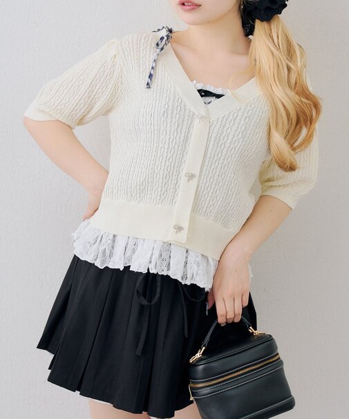 【continuer】裾レースベビーケーブルニット