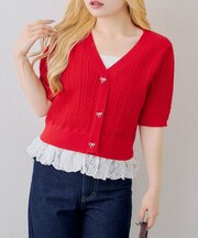 【continuer】裾レースベビーケーブルニット