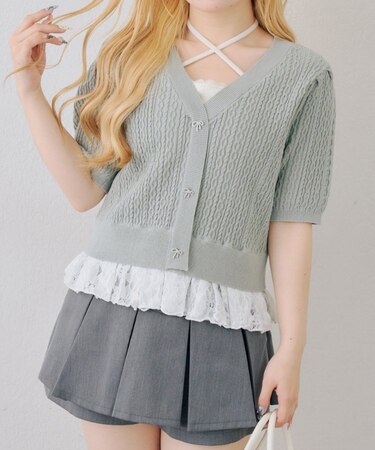 【continuer】裾レースベビーケーブルニット