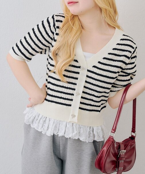 【continuer】裾レースベビーケーブルニット