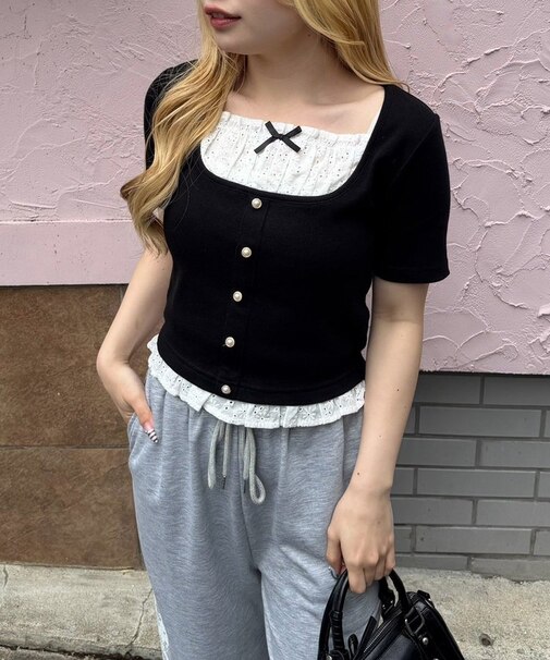 【continuer de】レースドッキングテレコT