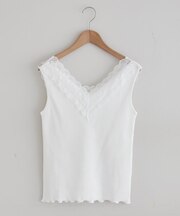 【春夏マストアイテム】テレコＶレースタンク