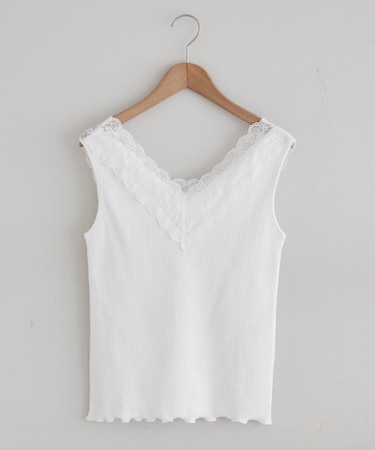 【春夏マストアイテム】テレコＶレースタンク