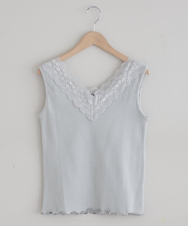 【春夏マストアイテム】テレコＶレースタンク