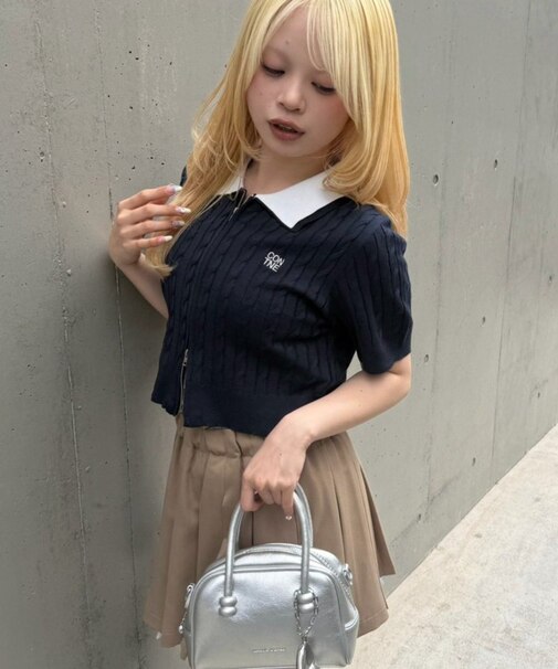 【continuer】2枚衿WZIPカーディガン