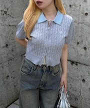 【continuer】2枚衿WZIPカーディガン