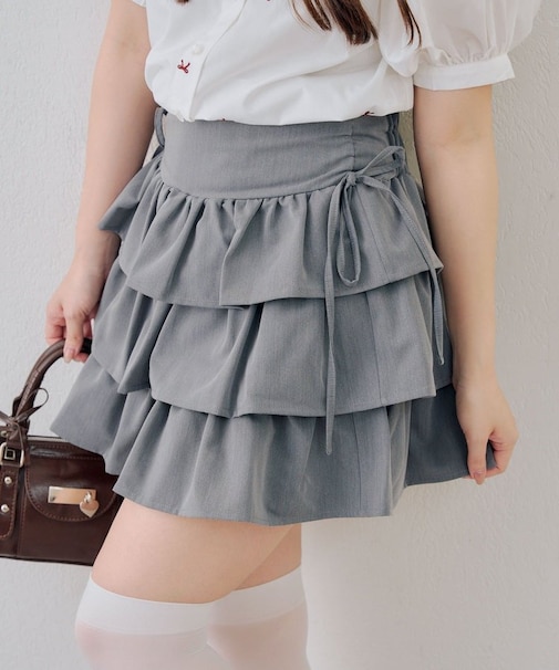 【continuer】サイドリボンティアードミニスカート