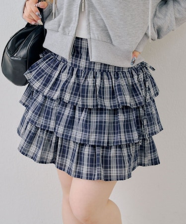 【continuer】サイドリボンティアードミニスカート