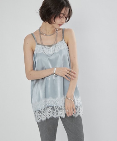 サテンレースキャミチュニック