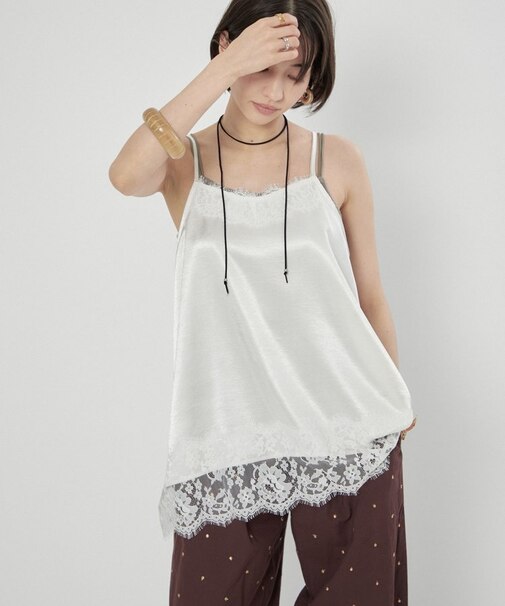 サテンレースキャミチュニック