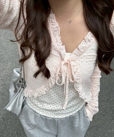 【continuer】レースカーディガン×カップ付きレースキャミ