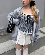 【continuer】【1枚で着映え?】肩リボンキャミブラウス