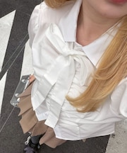 【continuer】胸ギャザーリボンタイブラウス
