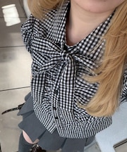 【continuer】胸ギャザーリボンタイブラウス