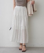 【トレンドのドット柄】ティアードプリーツスカート