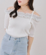 【ANOTHER BRANCH】オフショルフリルニットプルオーバー