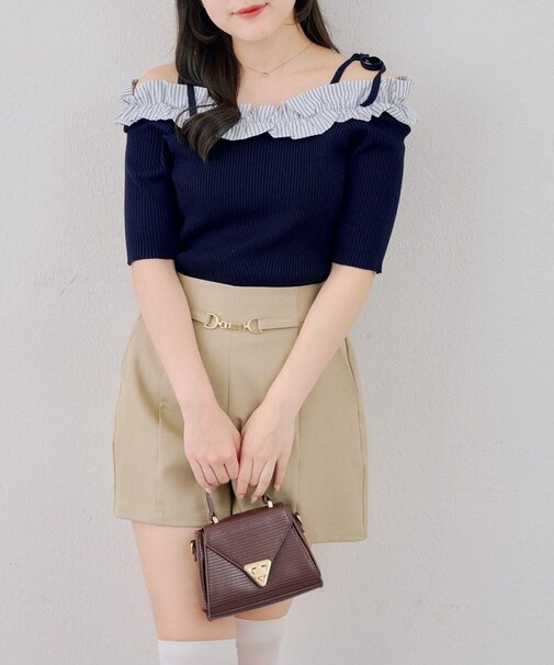 【ANOTHER BRANCH】オフショルフリルニットプルオーバー