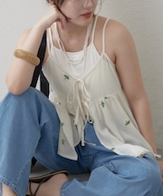 【SETUP】花刺繍キャミチュニックブラウス