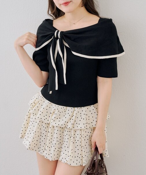 【ANOTHER BRANCH】配色オフショルリボンプルオーバー