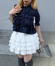 【continuer】フリフリフリル短丈ブラウス
