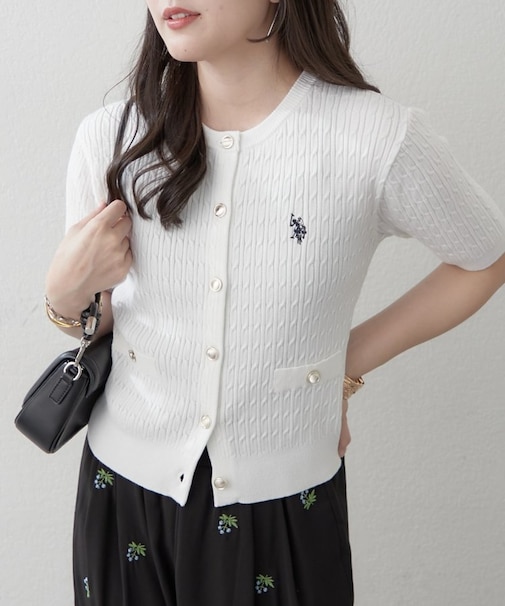 【U.S.POLOASSN.】ケーブルカーディガン半袖