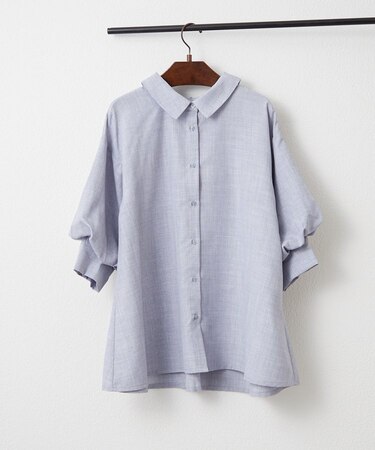 【オフィスコーデにも】ボリューム袖ブラウス