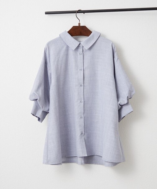 【オフィスコーデにも】ボリューム袖ブラウス