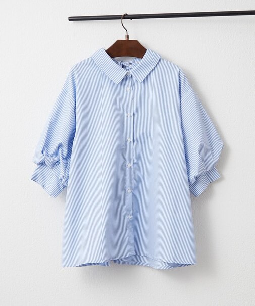 【オフィスコーデにも】ボリューム袖ブラウス