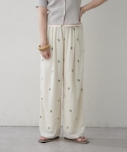 【SETUP】花刺繍イージーパンツ