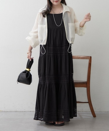 レース切替キャミワンピース