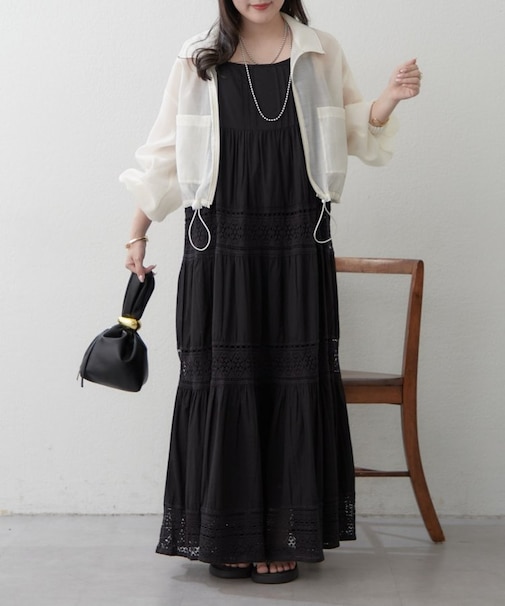 レース切替キャミワンピース